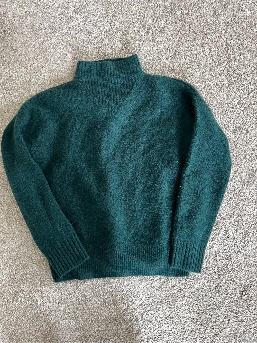 Madewell Deep Teal Mock Neck Sweater wool dark green XS